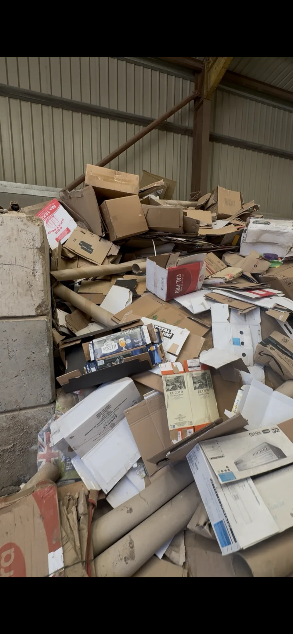 Cardboard and paper recycling bay at our St Leonards yard
