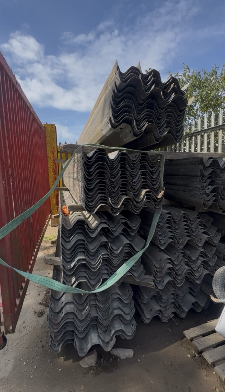 Reclaimed corrugated Armco crash barrier