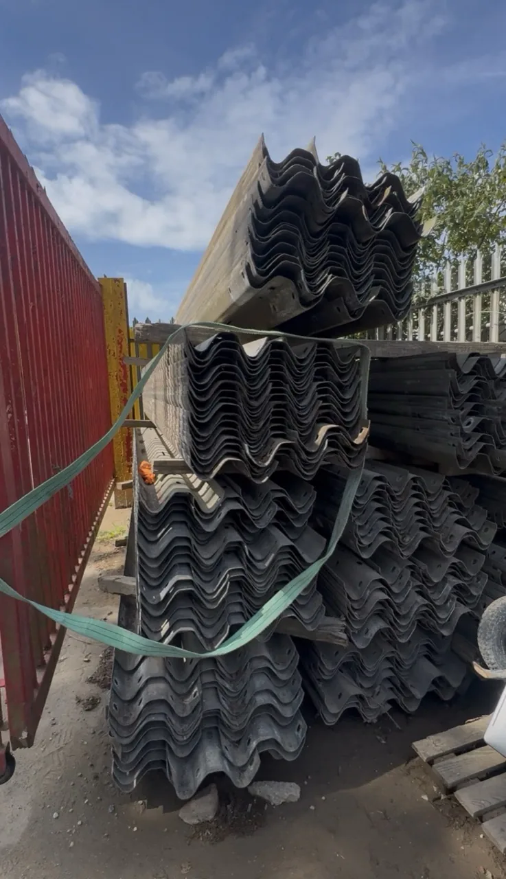 Reclaimed corrugated Armco crash barrier